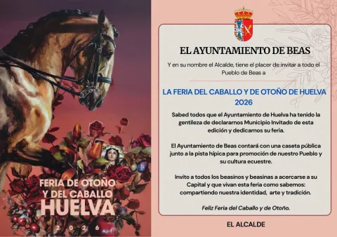 Image for the story: Beas will have a municipal caseta at the Huelva Feria del Caballo as a guest municipality