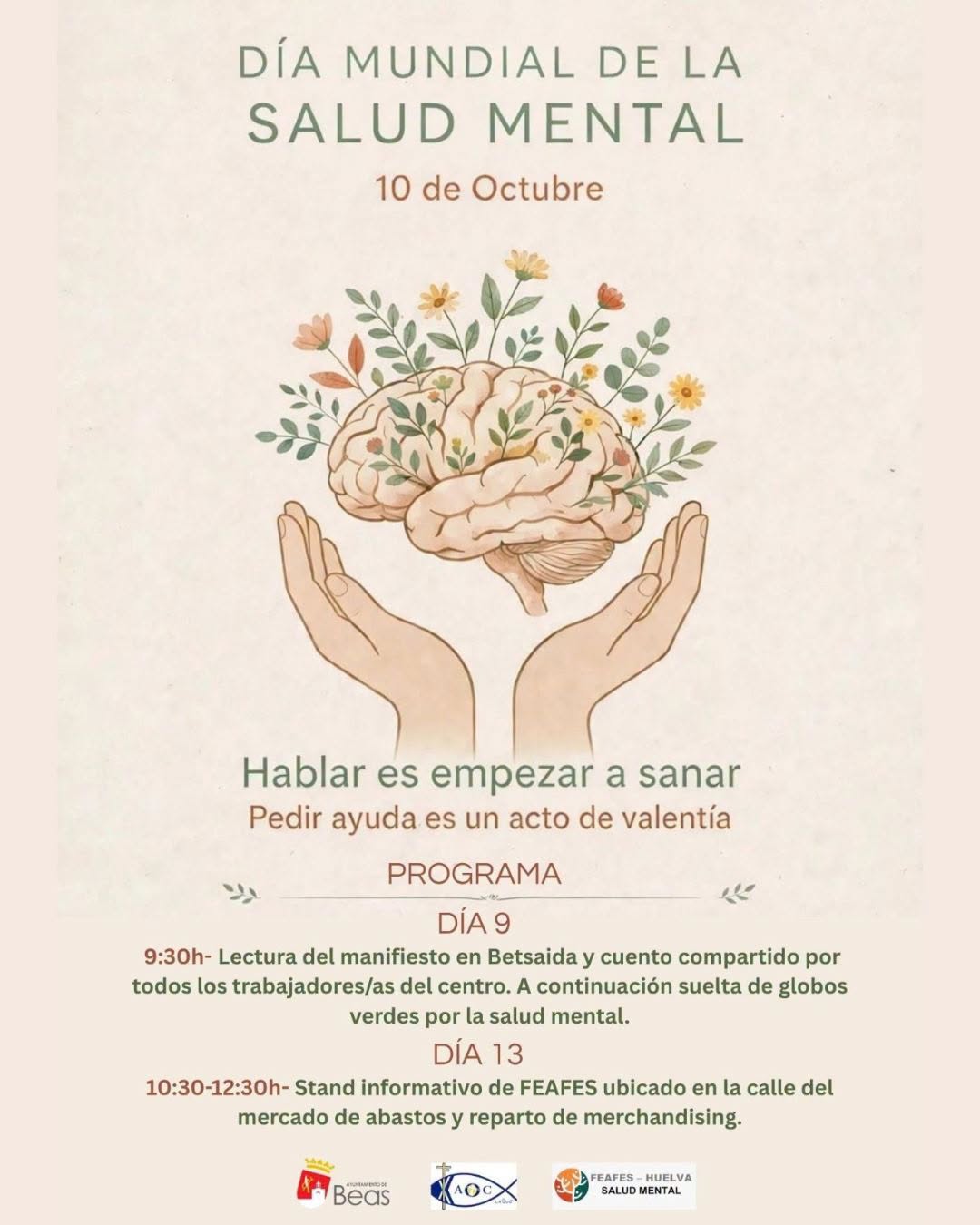 Imagen de la noticia: Beas conmemora el Día Mundial de la Salud Mental con un manifiesto y un stand informativo