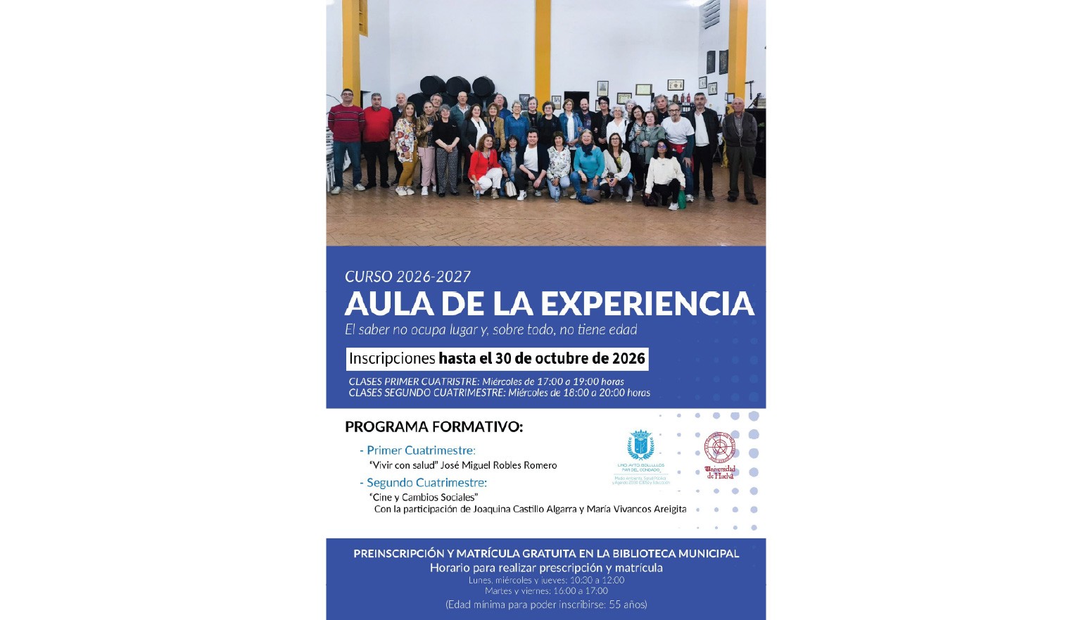 Image for the story: Bollullos opens registration for the Aula de la Experiencia for people over 55