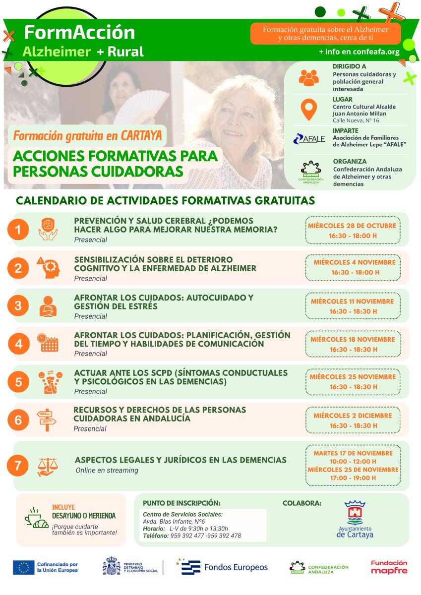 Imagen de la noticia: Cartaya acoge desde el 28 de octubre un curso gratuito para cuidar a personas con alzhéimer